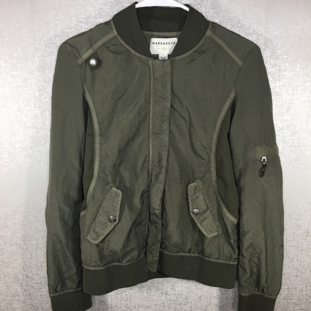 Anthropologie Classic Army Green Bomber Jacket